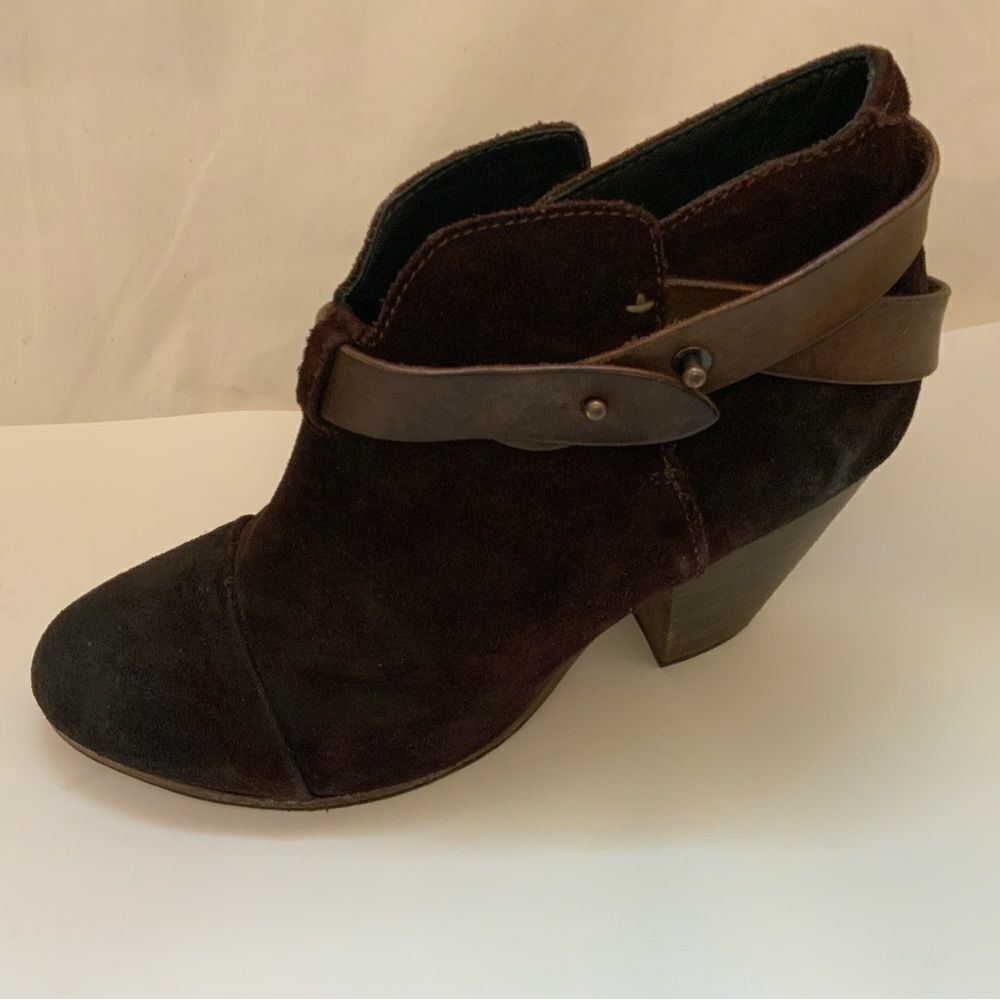 Rag & Bone Harrow Booties 38.5 Burgundy Suede Heels Boots
